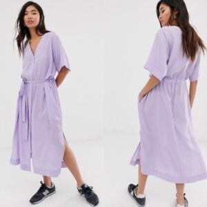 Weekday Lilac Purple Light Waist Tie 3/4 Sleeve Verna Shirt Dress NWT Size S